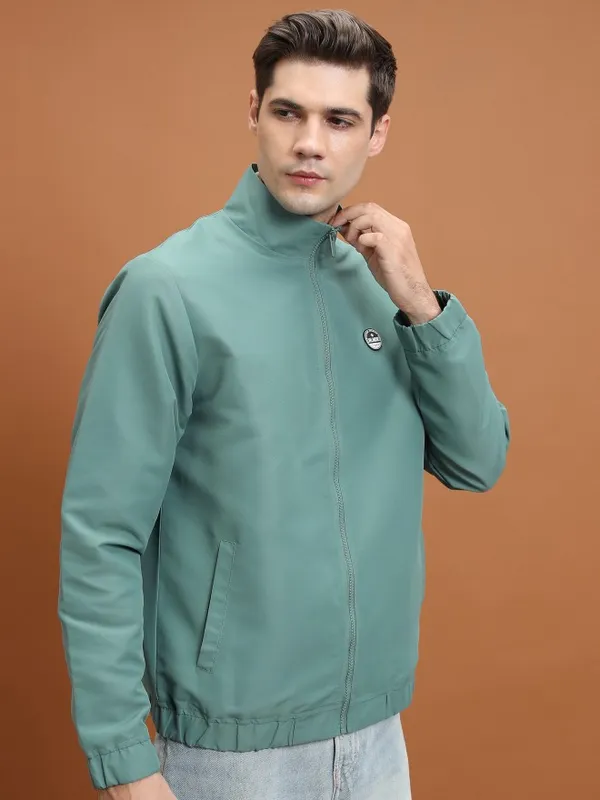  Highlander Men Olive Solid Bomber Jackets