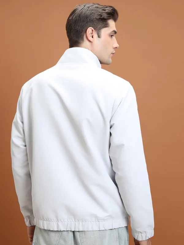  Highlander Men Grey Solid Bomber Jackets