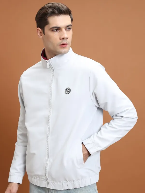  Highlander Men Grey Solid Bomber Jackets