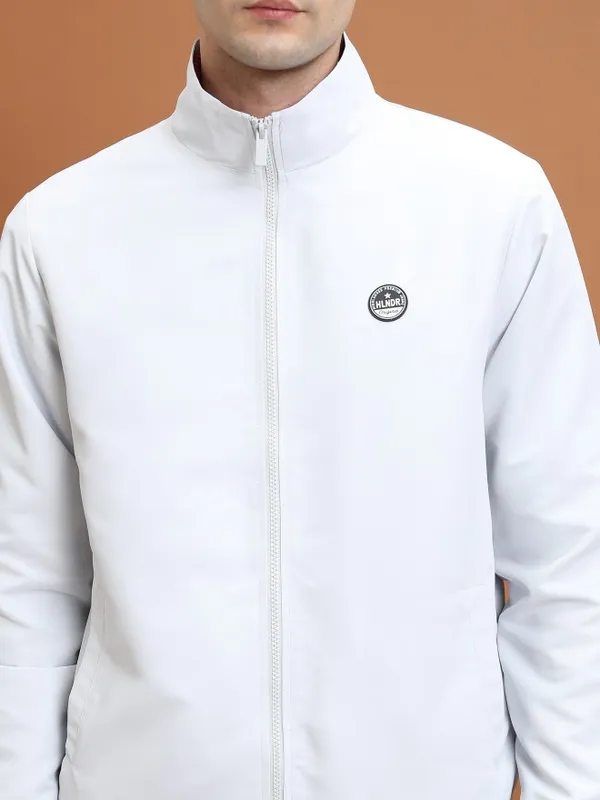  Highlander Men Grey Solid Bomber Jackets