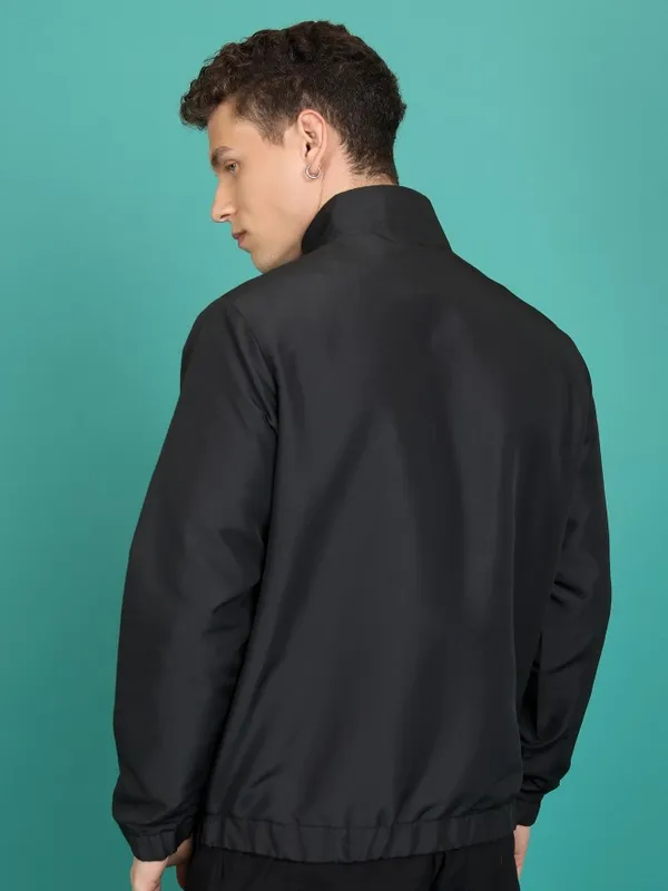  Highlander Men Black Solid Bomber Jackets