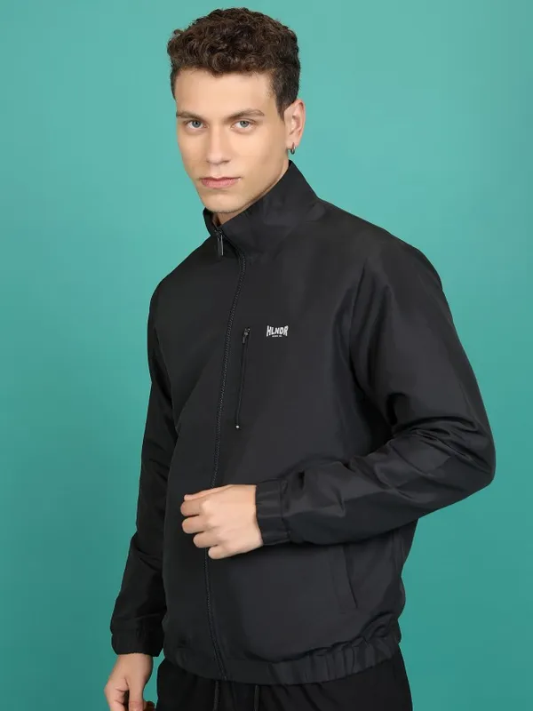  Highlander Men Black Solid Bomber Jackets