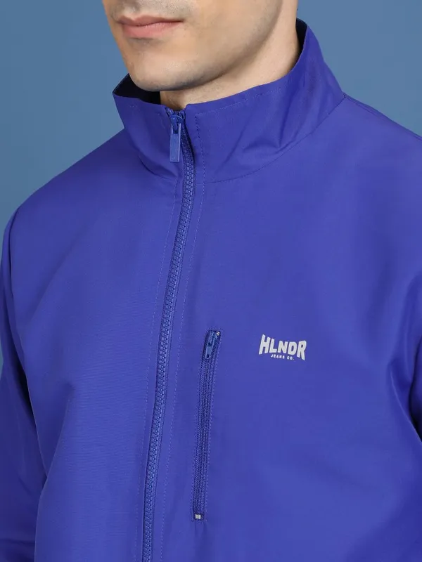  Highlander Men Blue Solid Bomber Jackets
