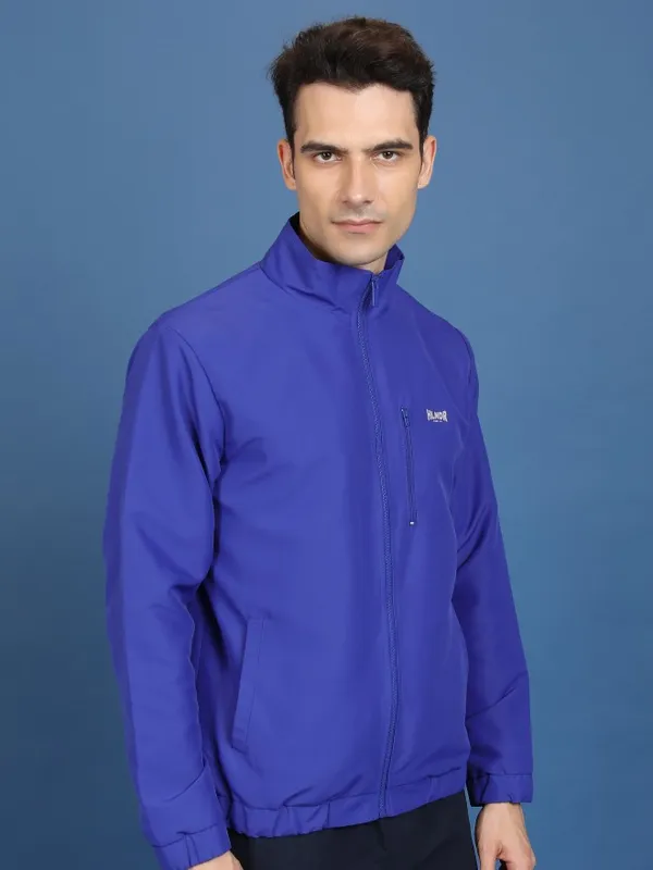  Highlander Men Blue Solid Bomber Jackets