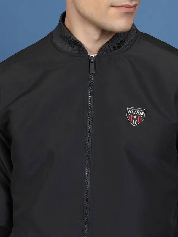  Highlander Men Black Solid Bomber Jackets