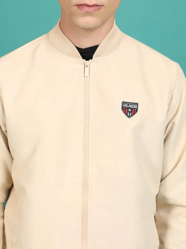  Highlander Men Khaki Solid Bomber Jackets