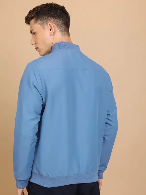  Highlander Men Blue Solid Bomber Jackets