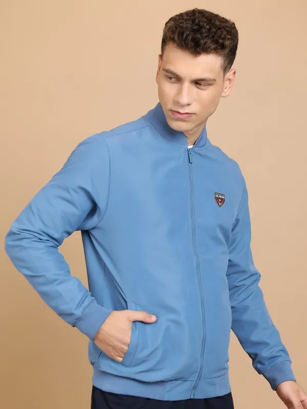  Highlander Men Blue Solid Bomber Jackets