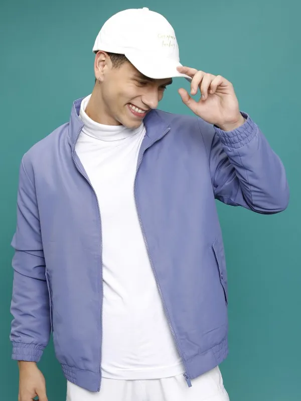  Ketch Men Navy Blue Solid Bomber Jackets
