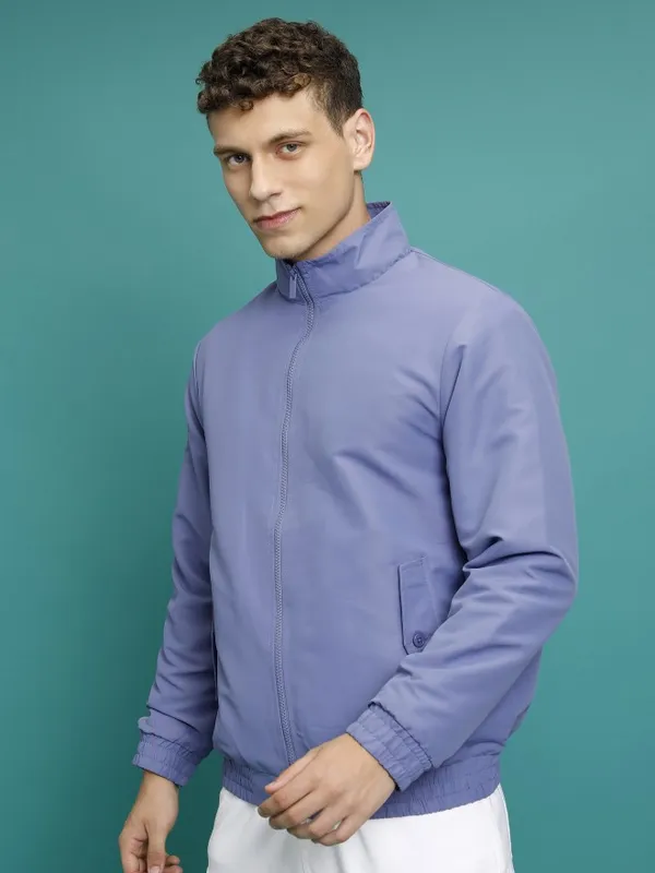  Ketch Men Navy Blue Solid Bomber Jackets