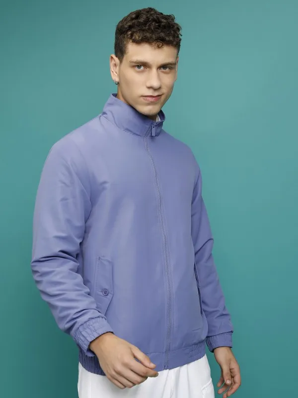  Ketch Men Navy Blue Solid Bomber Jackets