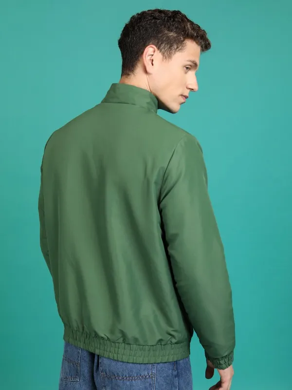 Ketch Men Olive Solid Bomber Jacket