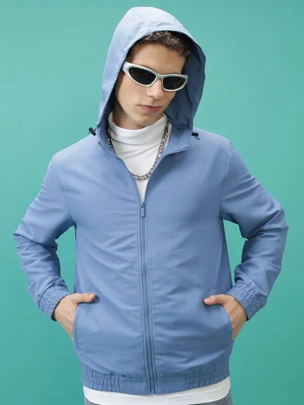 Men Solid Bomber Jacket