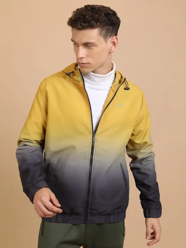 Ketch Men Yellow Printed Bomber Jacket