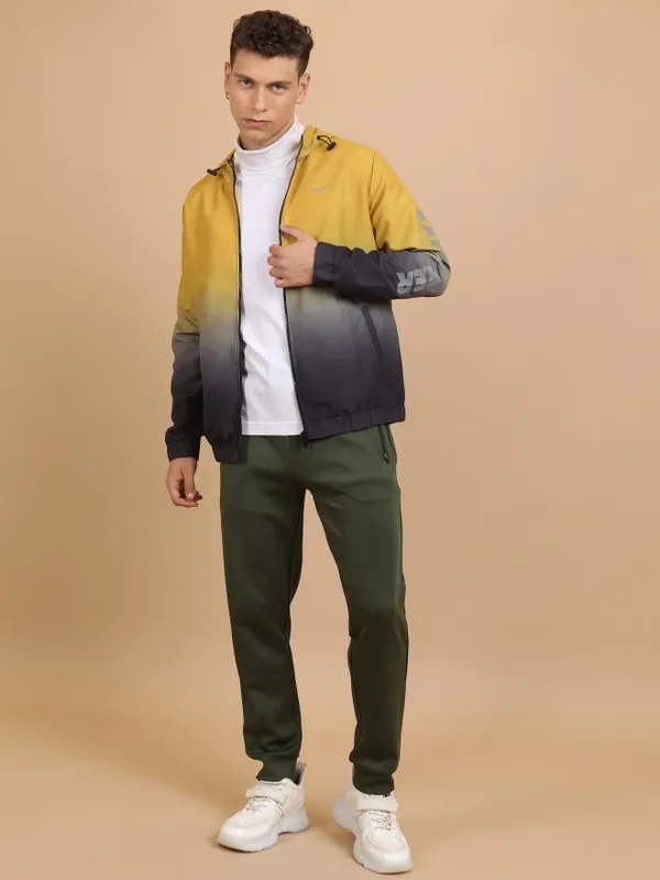 Ketch Men Yellow Printed Bomber Jacket