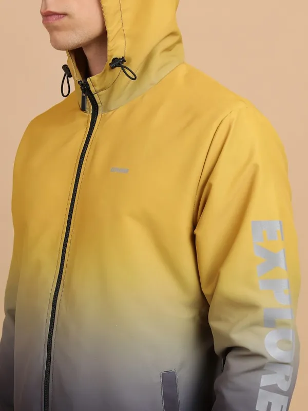 Ketch Men Yellow Printed Bomber Jacket