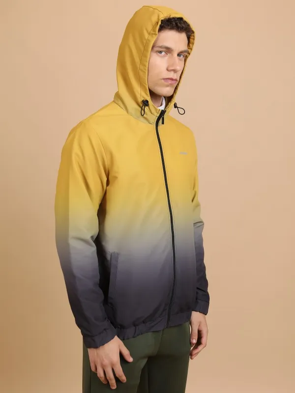 Ketch Men Yellow Printed Bomber Jacket