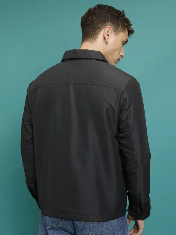  Ketch Men Black Solid Bomber Jackets