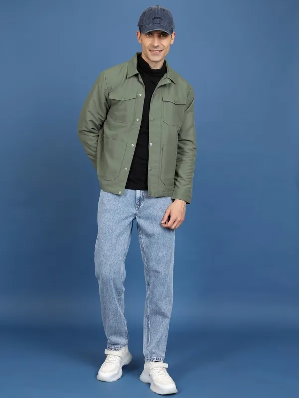 Men Solid Open Front Jacket