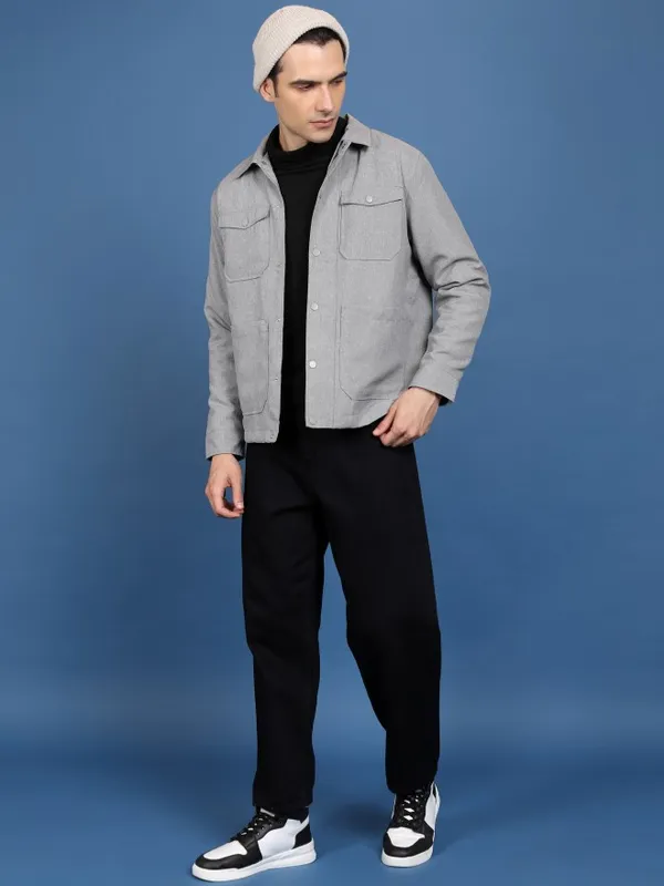 Men Solid Open Front Jacket