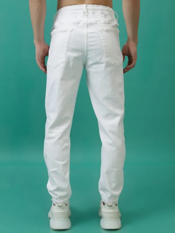  Highlander Men White Jogger Clean Look Jeans