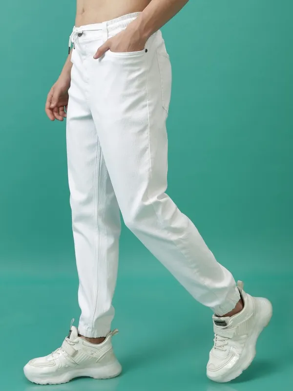  Highlander Men White Jogger Clean Look Jeans