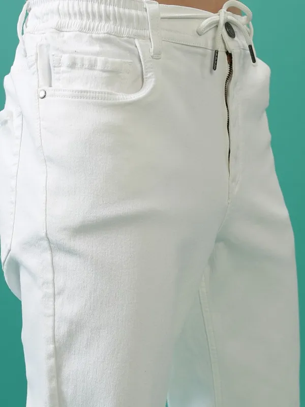 Highlander Men White Jogger Clean Look Jeans