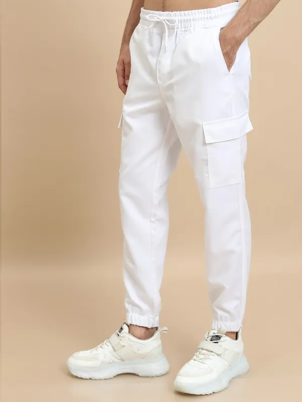  Highlander Men White Regular Fit Solid Casual Trousers