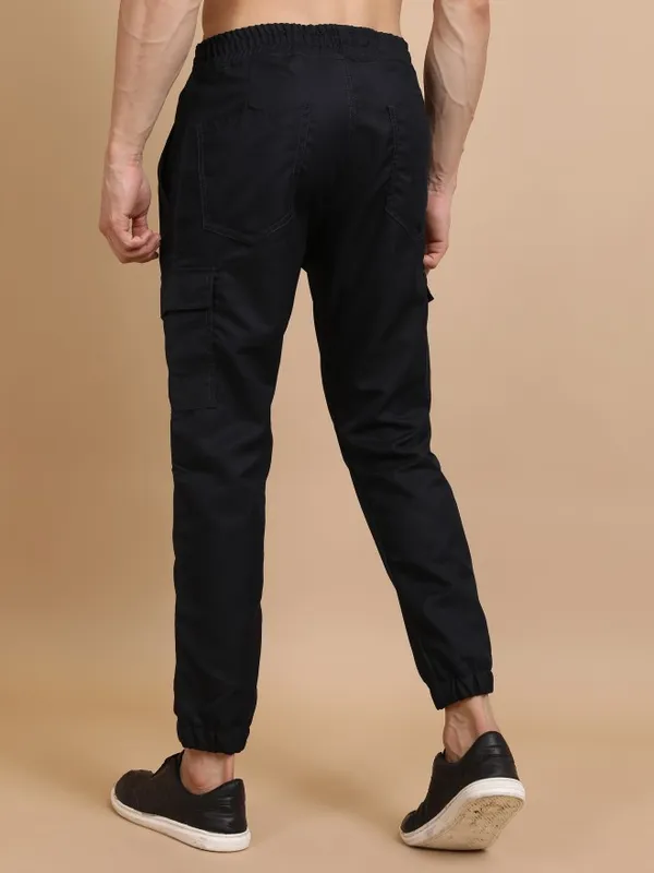  Highlander Men Navy Blue Regular Fit Solid Casual Trousers