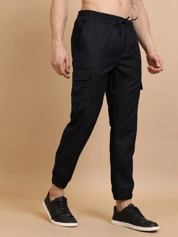  Highlander Men Navy Blue Regular Fit Solid Casual Trousers