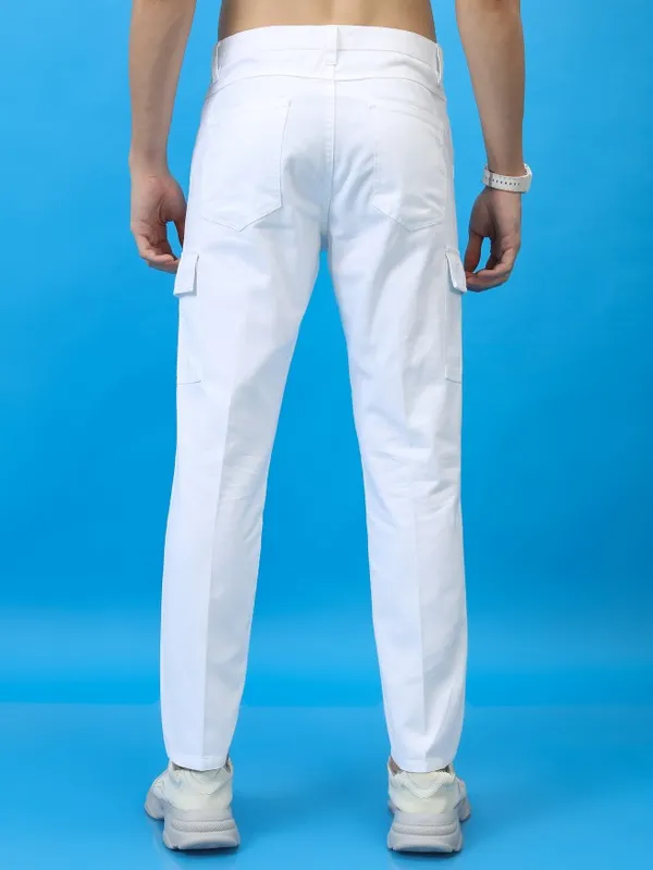  Highlander Men White Regular Fit Solid Casual Trousers