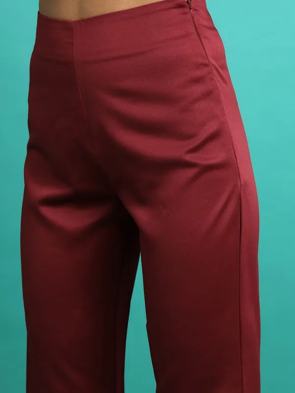 Tokyo Talkies Women Maroon Top With Trouser