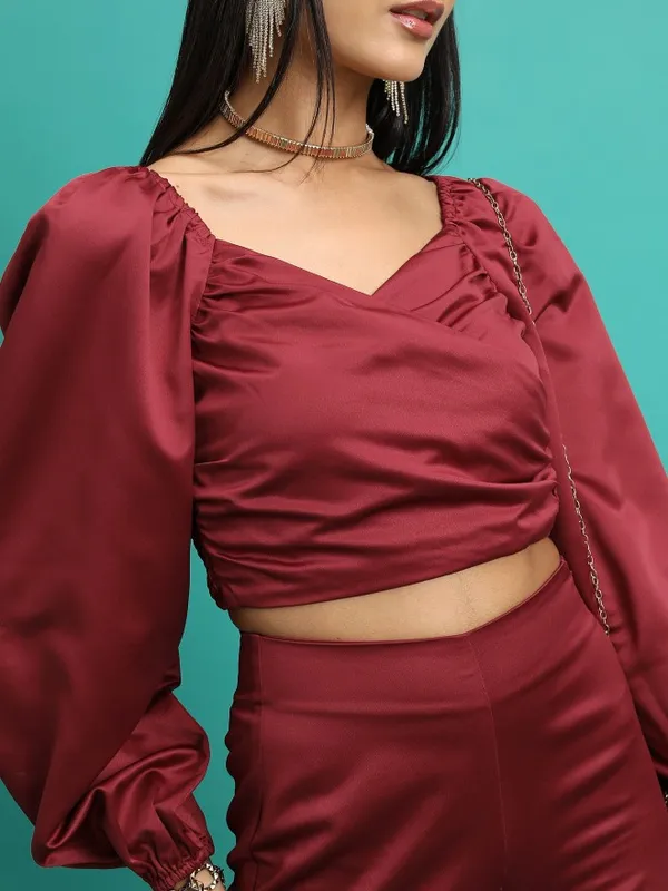 Tokyo Talkies Women Maroon Top With Trouser