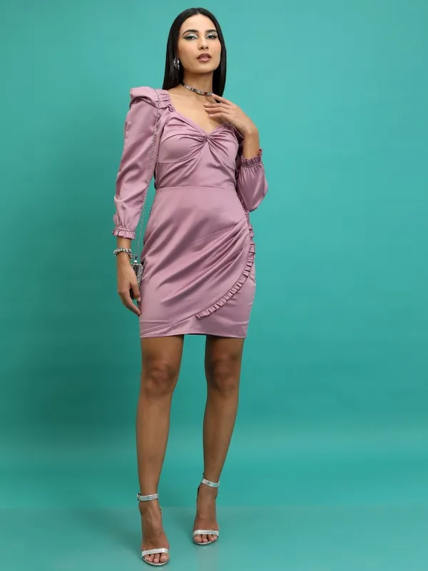  Tokyo Talkies Women Mauve Solid Wrap Dresses