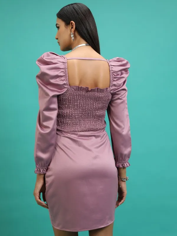  Tokyo Talkies Women Mauve Solid Wrap Dresses