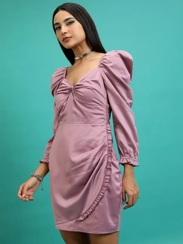  Tokyo Talkies Women Mauve Solid Wrap Dresses