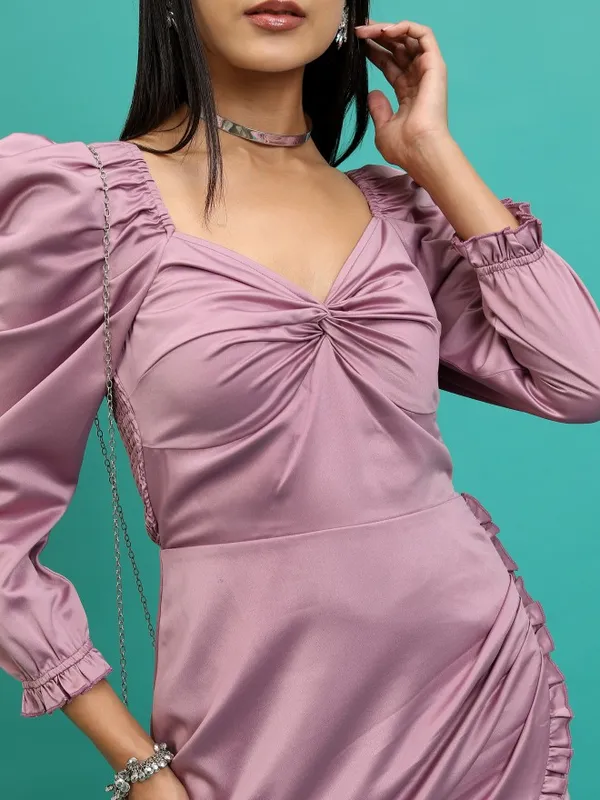  Tokyo Talkies Women Mauve Solid Wrap Dresses