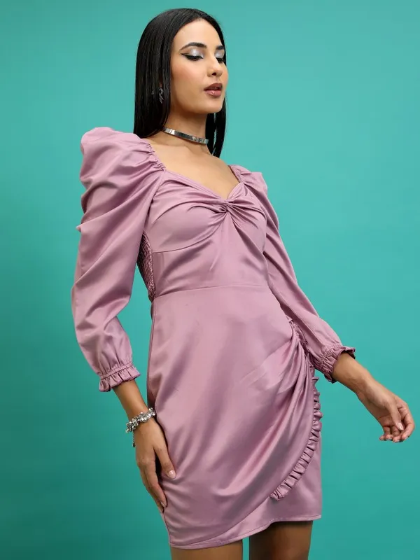  Tokyo Talkies Women Mauve Solid Wrap Dresses