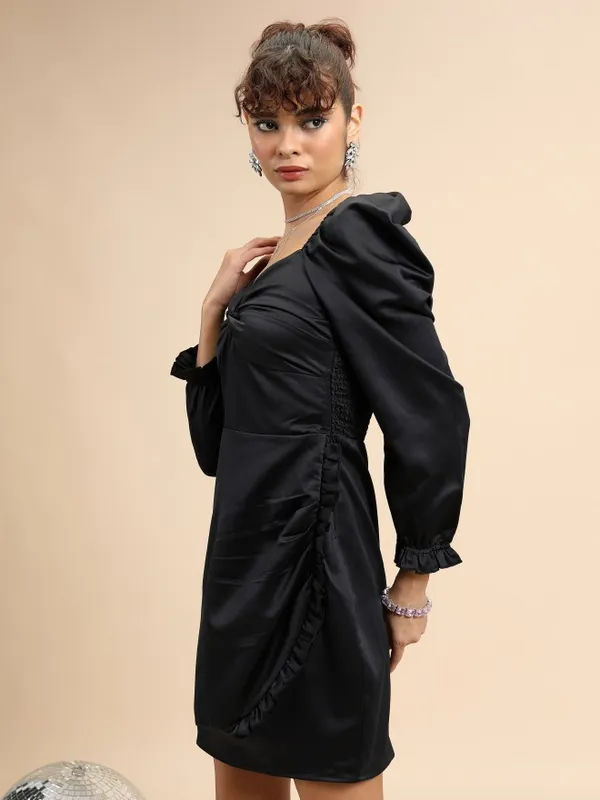 Tokyo Talkies Women Black Solid Sheath Dress