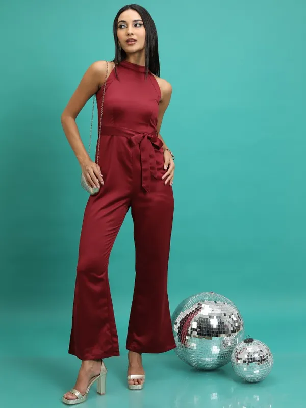  Tokyo Talkies Women Maroon Solid Jumpsuits