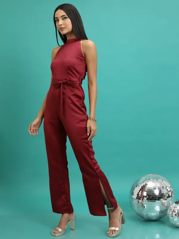  Tokyo Talkies Women Maroon Solid Jumpsuits