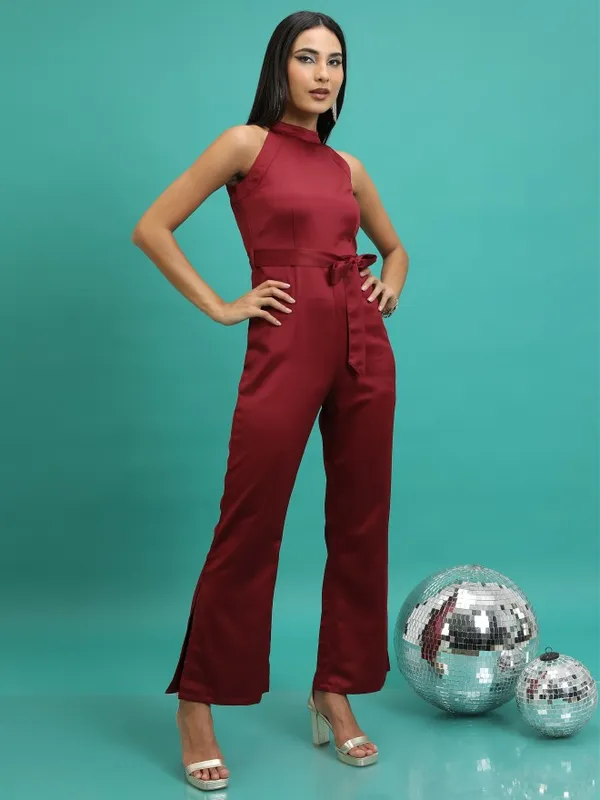  Tokyo Talkies Women Maroon Solid Jumpsuits