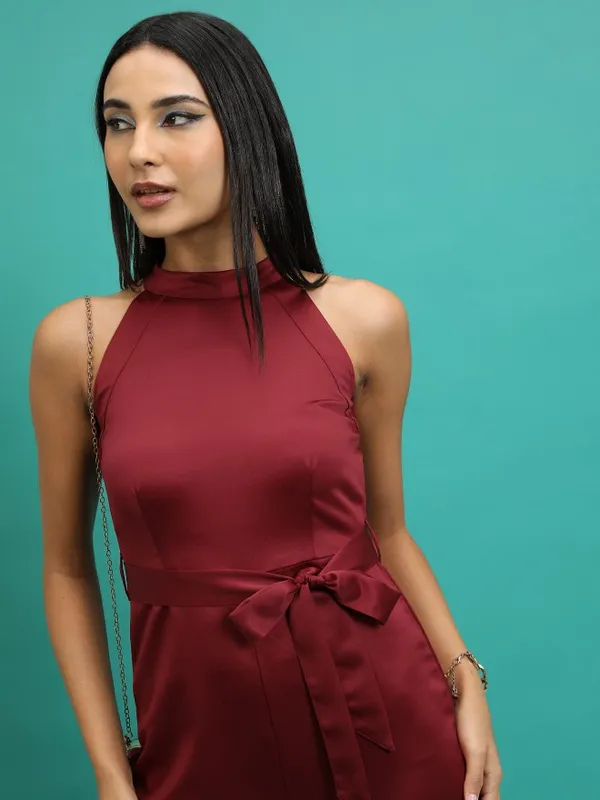  Tokyo Talkies Women Maroon Solid Jumpsuits