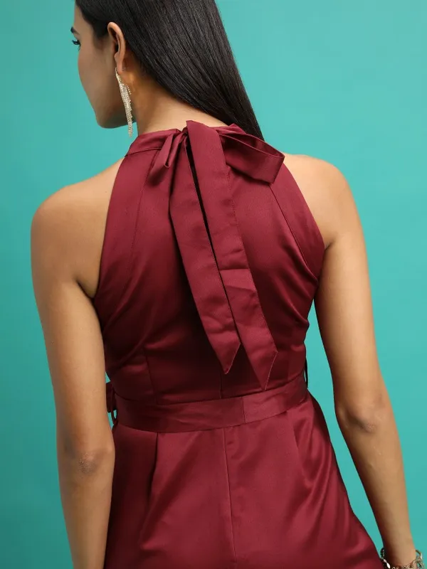  Tokyo Talkies Women Maroon Solid Jumpsuits