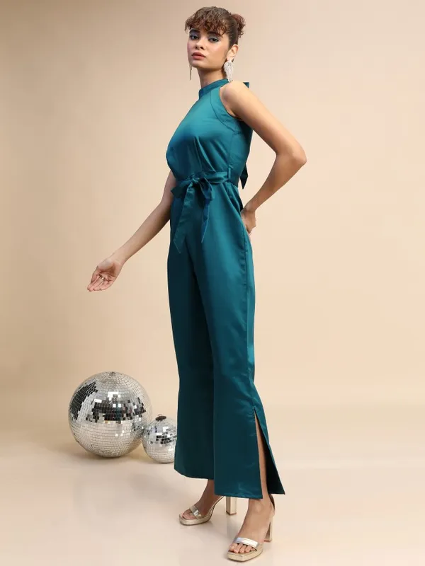  Tokyo Talkies Women Teal Solid Jumpsuits