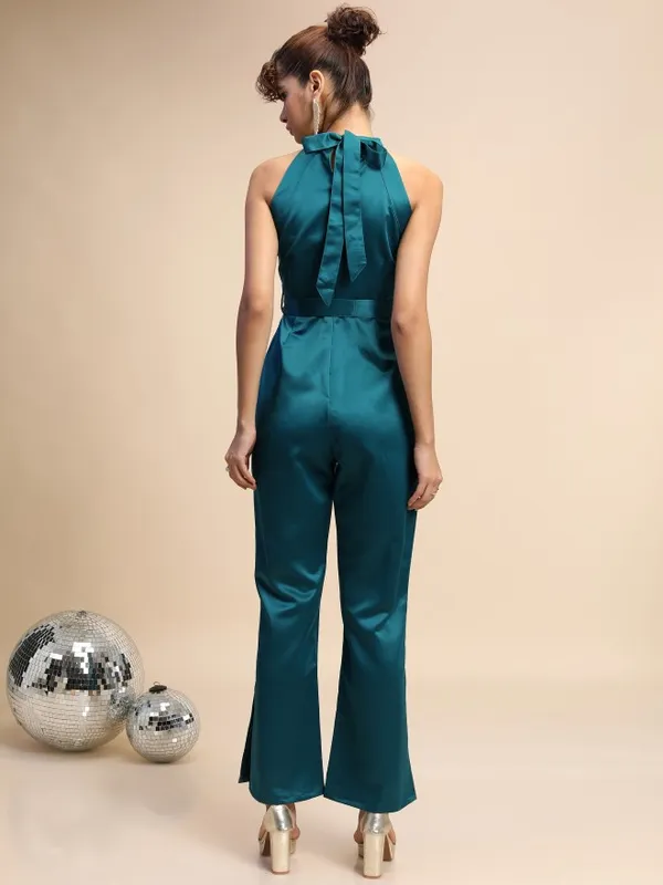  Tokyo Talkies Women Teal Solid Jumpsuits