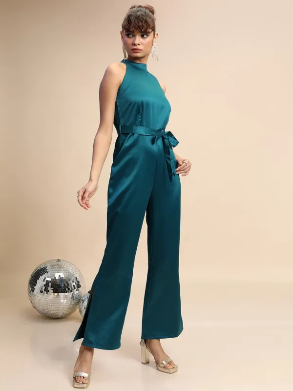  Tokyo Talkies Women Teal Solid Jumpsuits