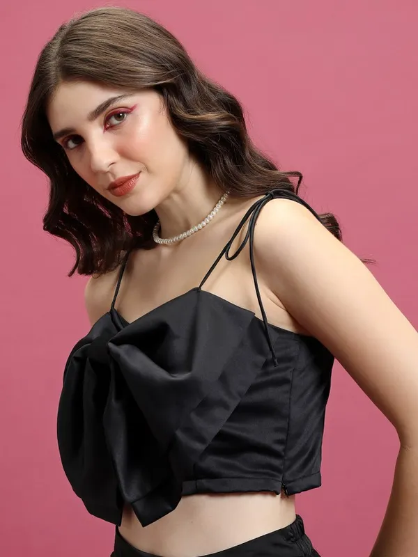 Tokyo Talkies Women Black Solid Regular Top