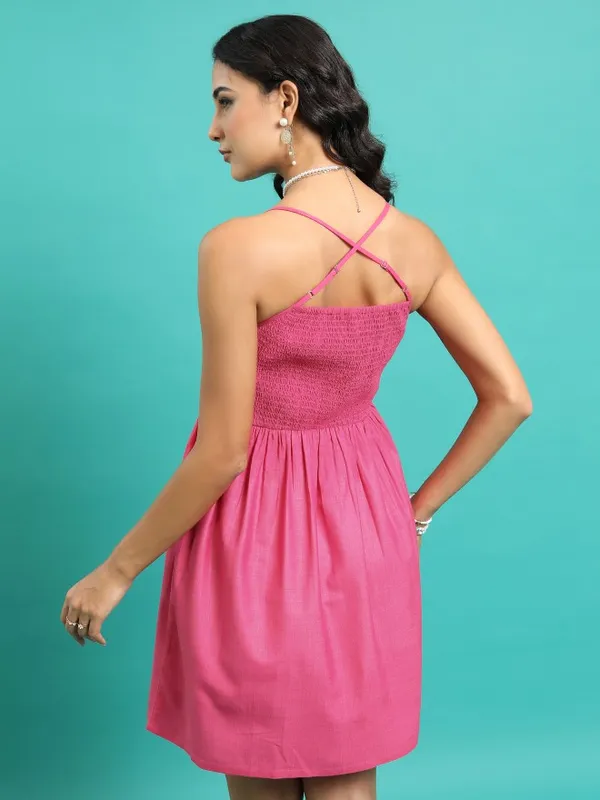 Solid Fit And Flare Dress