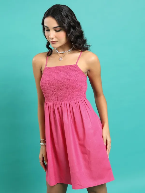 Solid Fit And Flare Dress